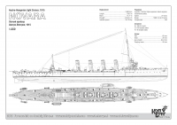 Австро-венгерский легкий крейсер "Novara", 1915 г. По ватерлинию.