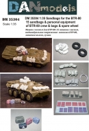 Мешки с песком для БТР-80 - 15 мешков, личные вещи экипажа БТР-80 на корме, сумки (смола)+декаль. Запасное колесо-резина